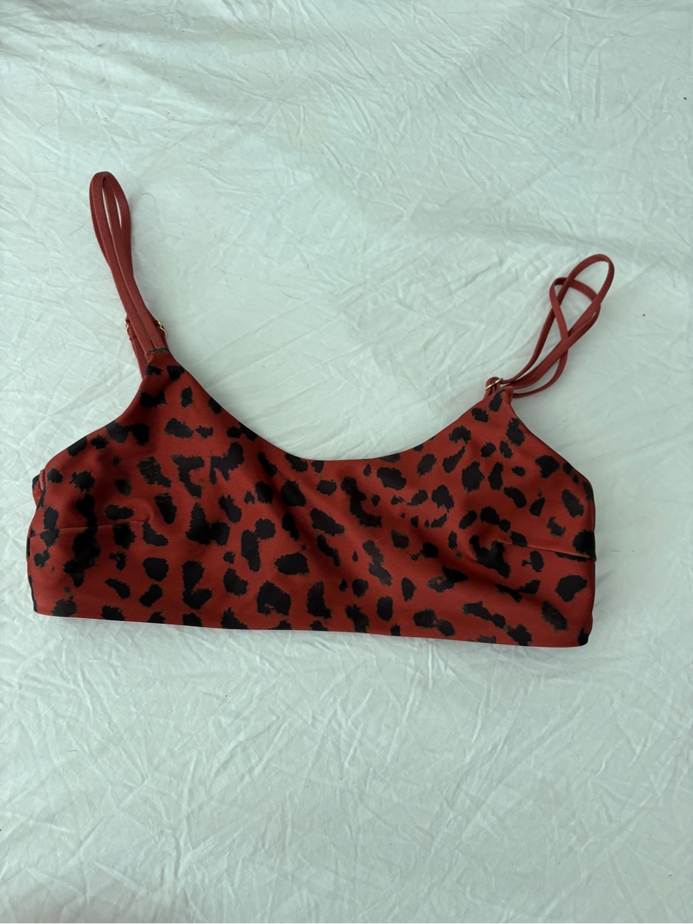 Leopard Print Bikini Top Red